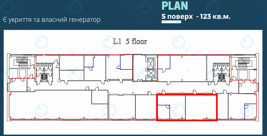 Оренда офісу 123 м.кв 5 поверх Лейпцизька 15 (I черга) - фото 3