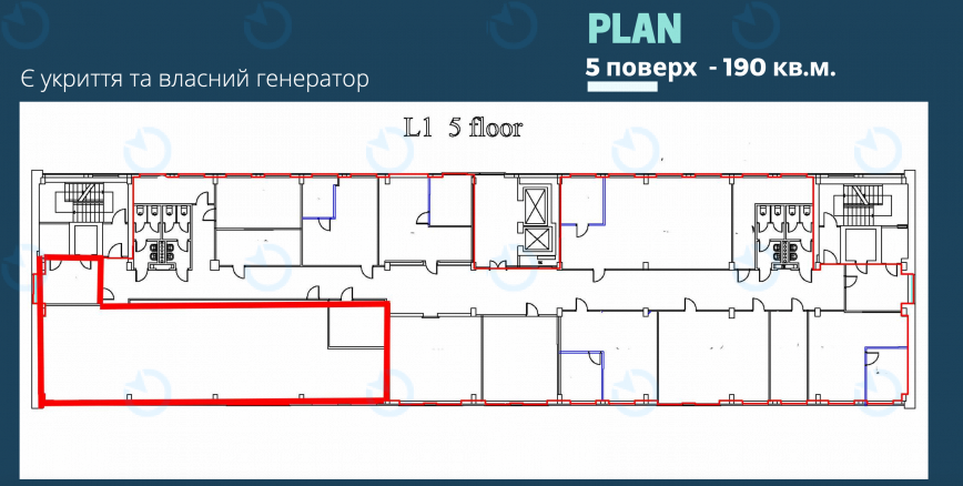Оренда офісу 190 м.кв 5 поверх Лейпцизька 15 (I черга) - фото 3