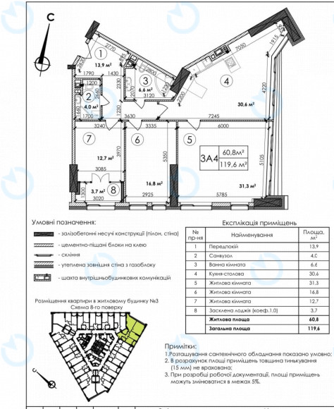 Продаж офісу 119 м.кв 8 поверх ЖК Manhattan City